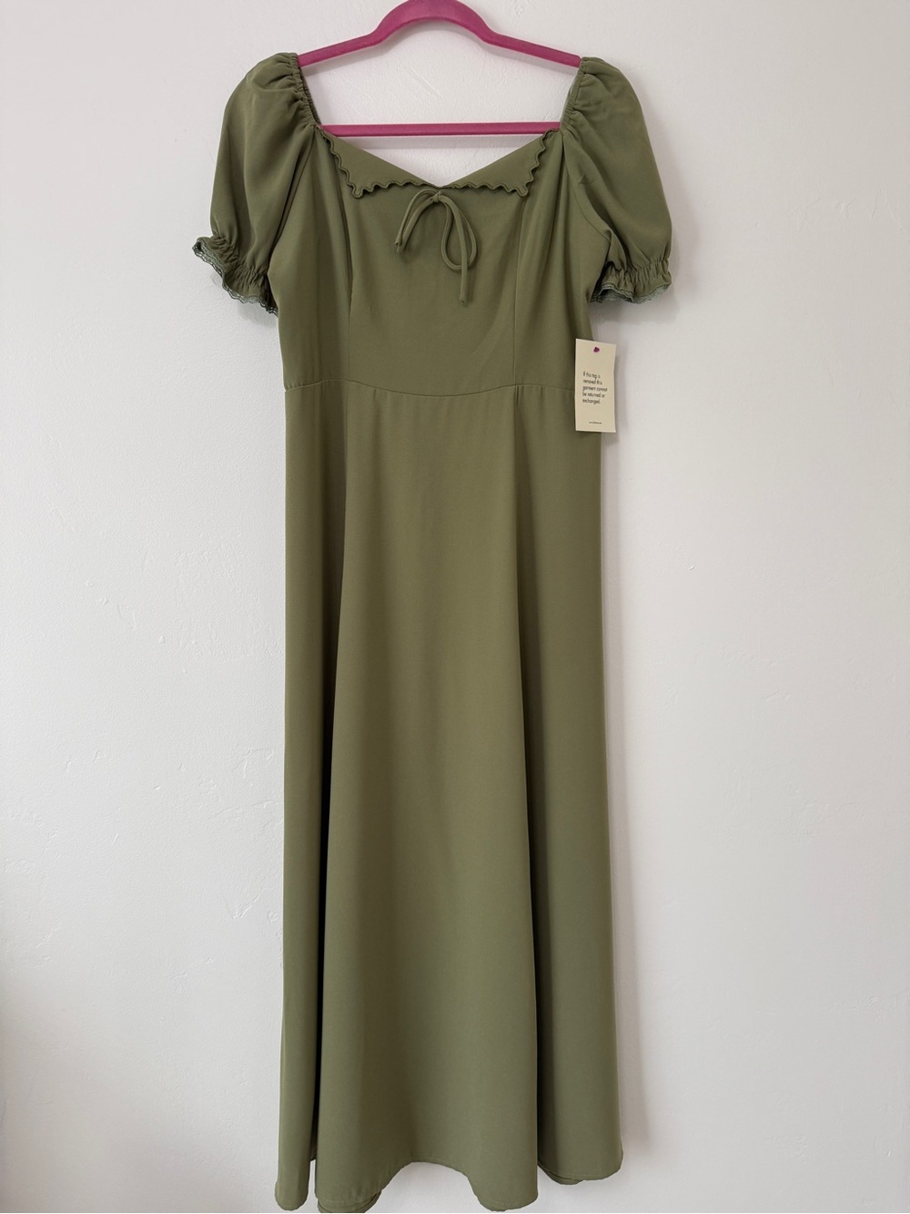 Bohme Peter Pan Neck Puffy Sleeve Maxi Dress in Sage Size Large